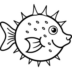 Stylized Pufferfish One-Line Vector Art