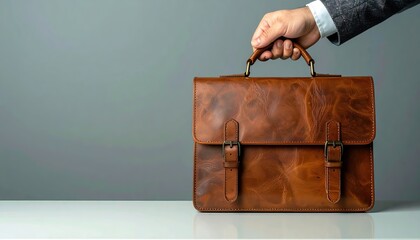 Brown Leather Briefcase Business Professional Handbag