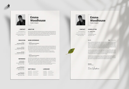 Minimalist Resume and Cover Letter Template Design for Graphic Designers