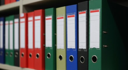 Colorful file folders on shelves (2)