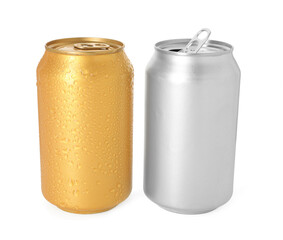 Two blank tin cans isolated on white