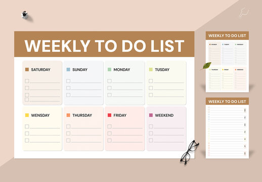 Minimalist Weekly To Do List Planner Template Printable and Editable Design for Organizing Tasks