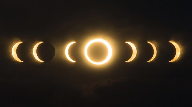 Solar eclipse stages, various phases