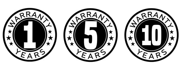 Warranty Badges for 1, 5, and 10 Years