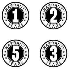 Set of warranty badges. 1, 2, 3 and 5 years warranty