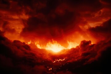 Fototapeta premium Fiery clouds engulfing a bright light