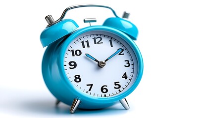 Blue alarm clock showing time