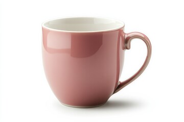 A pink ceramic coffee mug