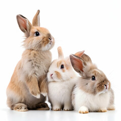 Obraz premium Adorable Baby Rabbits: Cute Bunny Family Photo