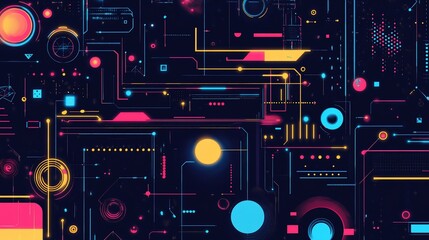 Fototapeta premium Neon Circuit Board Tech Abstract