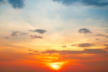 Beautiful , luxury soft gradient orange gold clouds and sunlight on the blue sky perfect for the...