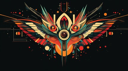 Fototapeta premium Abstract Winged Eye Colorful Geometric Art