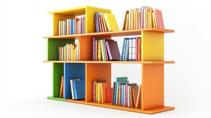 Adjustable bookshelves for children isolated on white background