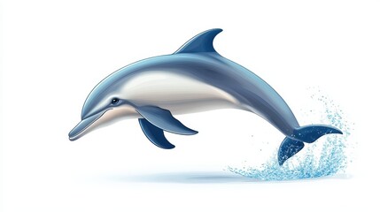 Fototapeta premium Dynamic dolphin leaping with water splash on white background