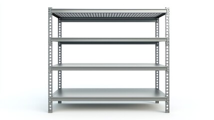 Adjustable metal office shelves isolated on white background