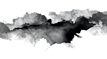Obraz premium Ink bleed effects with controlled edges create abstract black and gray watercolor texture on white background, evoking moody and artistic atmosphere