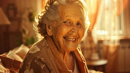 Joyful face of elderly woman