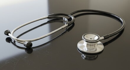 3D stethoscope with light reflections on glass surface