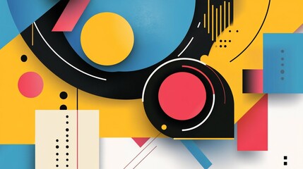 Obraz premium Geometric Symphony Circles Lines and Color Collision