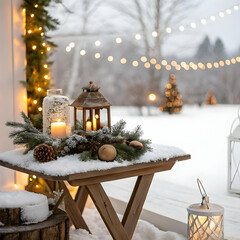 Cozy Winter Porch Decor: Snow, Lanterns, and Festive Lights