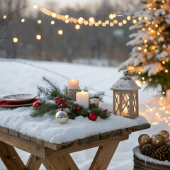 Cozy Winter Wonderland Christmas Table Setting