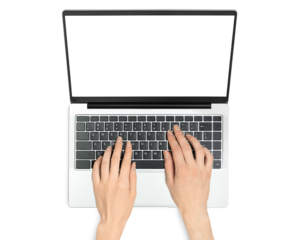 hands typing on laptop