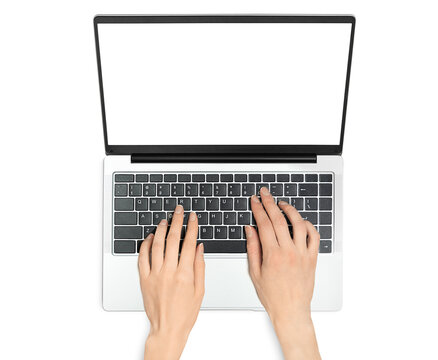 hands typing on laptop