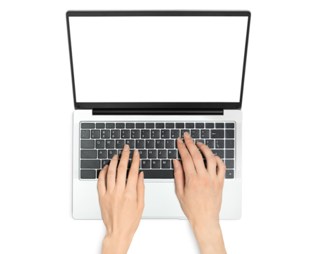hands typing on laptop