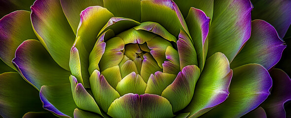 Fototapeta premium The focus is on the detailed patterns within the artichoke