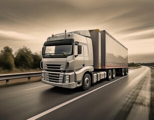 ai generated image of truck on the road