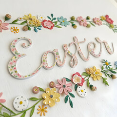 Elegant Easter Embroidery: Floral Name Design