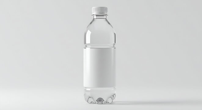 3D render of a plastic water bottle mockup on white background