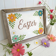 Handmade Easter Floral Sign: A Springtime Decor Piece