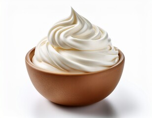 frozen yogurt with creamy white swirl served in isolated on white white background