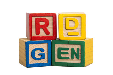 A cheerful set of colorful wooden alphabet blocks arranged in a fun stack. Each block features a bold letter and a bright primary color&mdash;red, blue, green, or yellow&mdash;crafted with a smooth wooden texture