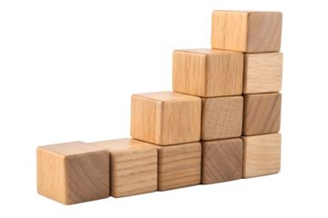 A set of simple wooden cubes with smooth edges, displayed on a clean background. The natural wood grain adds warmth and texture, making these blocks ideal for stacking, counting, or creative play. Per
