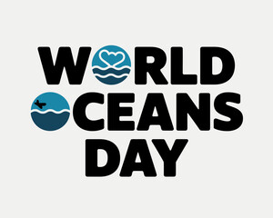 World Oceans Day: Typography Design with Ocean Icons - Celebrate the Sea