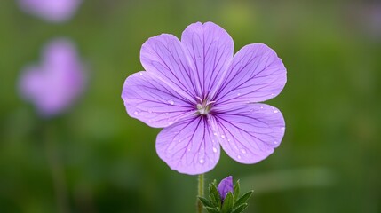 Fototapeta premium Purple Flower with Dewdrops