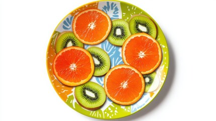 Fresh fruit plate with oranges and kiwis