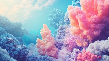 Pastel coral reef underwater scene. (1)