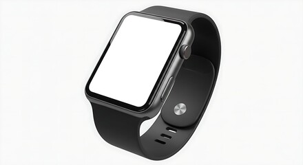 3D mockup of smartwatch with blank screen on white background