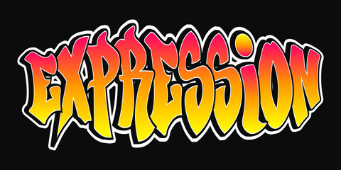 Vibrant and bold graffiti art spelling out the word Expression with a dynamic color palette.