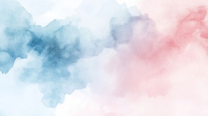 Delicate watercolor wash background in soft pastel blue and pink hues