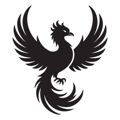 phoenix bird black silhouette vector, Simple Design vector icon with white background.