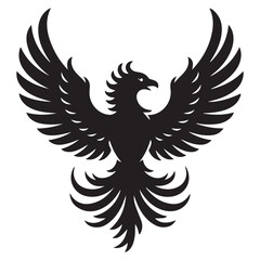 phoenix bird black silhouette vector, Simple Design vector icon with white background.