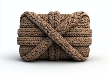 Textured Brown Rope Bundle on White Background
