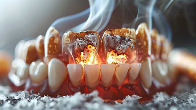 Detailed illustration of how smoking affects oral health