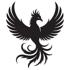 phoenix bird black silhouette vector, Simple Design vector icon with white background.