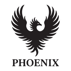 phoenix bird black silhouette vector, Simple Design vector icon with white background.