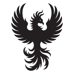 phoenix bird black silhouette vector, Simple Design vector icon with white background.